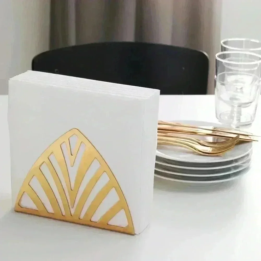 IKEA TILLSTÄLLNING Napkin holder, brass color/ gold Brass Art Deco Triangle